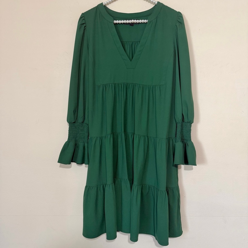 Tuckernuck Pomander Place Green Crepe Kenzo Dress SIZE MEDIUM - Picture 3 of 7